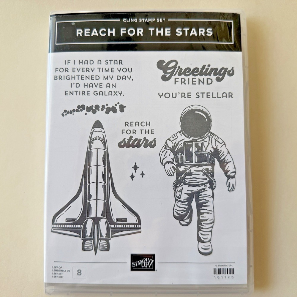 Stampin' Up! Reach For The Stars Cling Stamp Set 161176 Spaceship Greetings